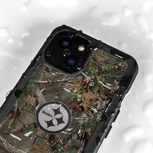 NFL Pittsburgh Steelers Realtree Xtra Green Camo iPhone 15 Waterproof Case